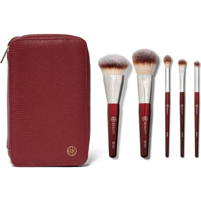 Bk Beauty Travel Brush Set With Vegan Leather Pouch In Burgundy