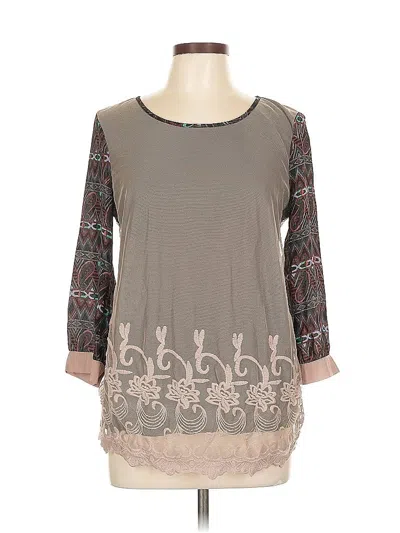 Pre-owned Bke 3/4 Sleeve Blouse In Gray