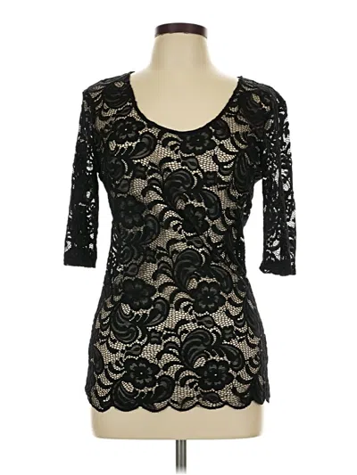 Pre-owned Bke 3/4 Sleeve Top Black Scoop Neck Tops