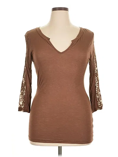 Pre-owned Bke 3/4 Sleeve Top Brown Sweetheart Neckline Tops