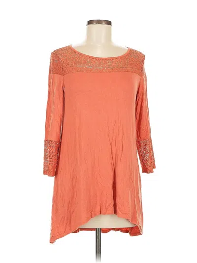 Pre-owned Bke 3/4 Sleeve Top Orange Boatneck Tops