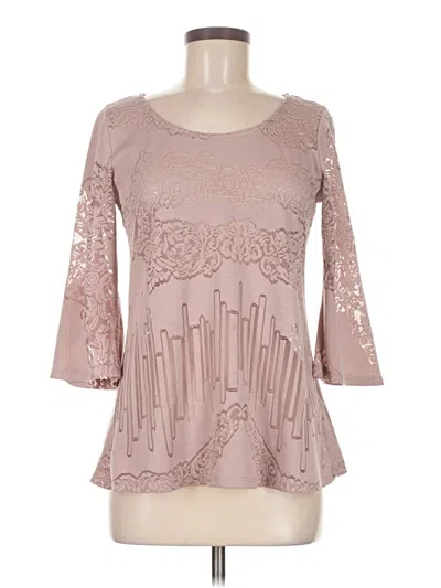 Pre-owned Bke 3/4 Sleeve Top Tan Sweetheart Neckline Tops In Brown