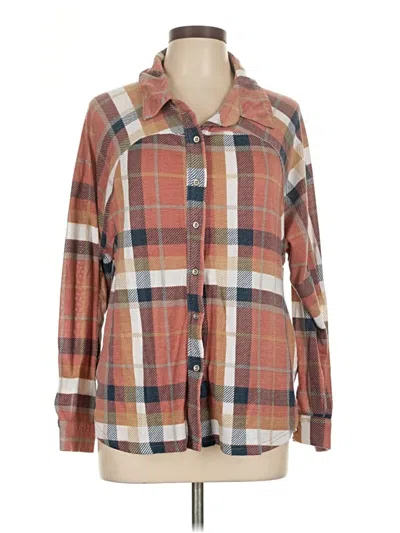 Pre-owned Bke Long Sleeve Blouse In Brown