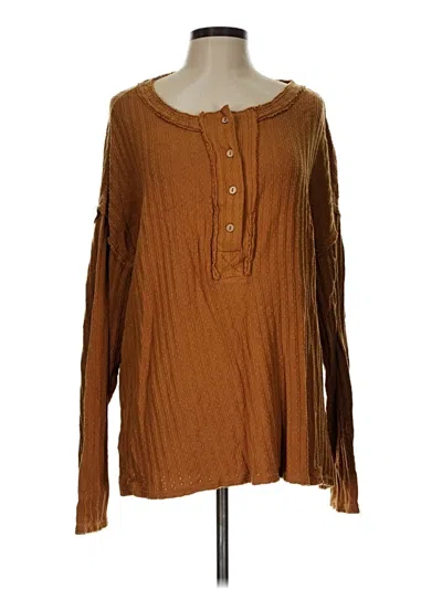 Pre-owned Bke Long Sleeve Blouse In Brown