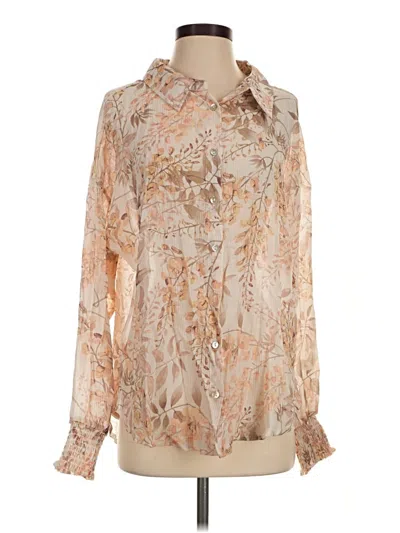 Pre-owned Bke Long Sleeve Blouse In Tan