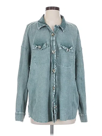 Pre-owned Bke Long Sleeve Blouse In Teal