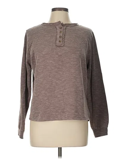 Pre-owned Bke Long Sleeve Henley Shirt In Brown
