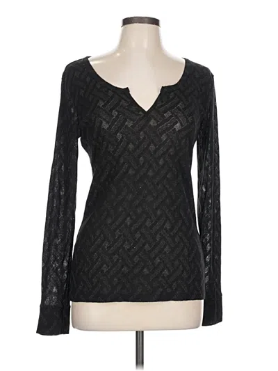 Pre-owned Bke Long Sleeve Top Black V Neck Tops