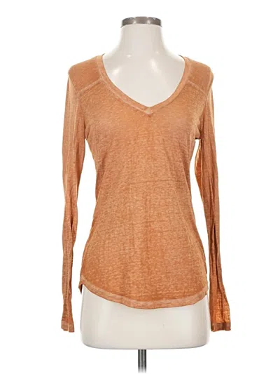Pre-owned Bke Long Sleeve Top Brown V Neck Tops