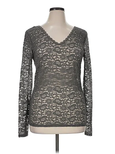Pre-owned Bke Long Sleeve Top Gray V-neck Tops