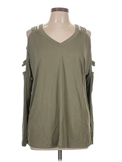 Pre-owned Bke Long Sleeve Top Green Cold Shoulder Neckline Tops