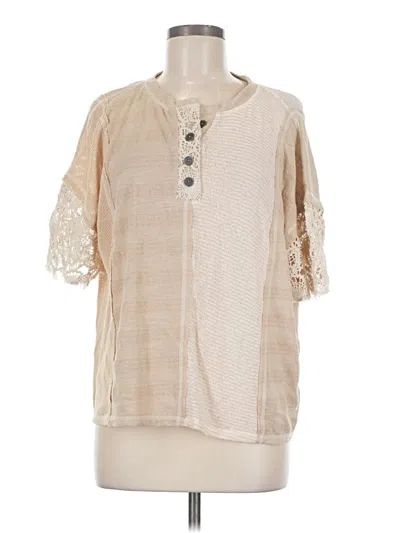 Pre-owned Bke Short Sleeve Blouse In Tan