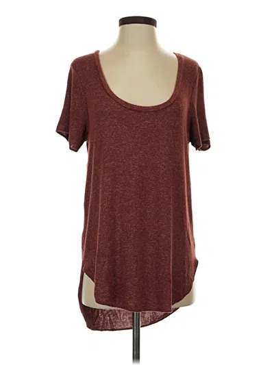 Pre-owned Bke Short Sleeve Top Burgundy Scoop Neck Tops