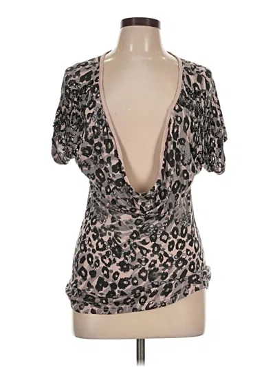 Pre-owned Bke Short Sleeve Top Silver Plunge Neckline Tops