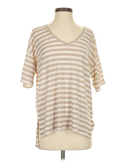 Pre-owned Bke Short Sleeve Top Tan V Neck Tops In Brown
