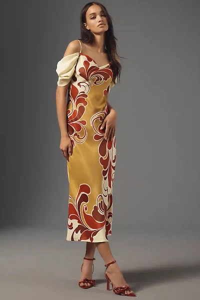 Bl-nk Bernia Off-the-shoulder Slip Dress In Yellow