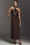 Bl-nk Franzia Halter Twofer Maxi Dress In Brown