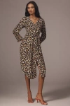 Bl-nk Rikke Long-sleeve Button-front Midi Dress In Brown