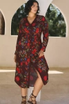 Bl-nk Rikke Long-sleeve Button-front Midi Dress In Multicolor