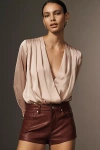 Bl-nk Rock Star Faux-leather Shorts In Brown