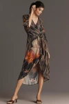 Bl-nk Roseliya V-neck Wrap Midi Dress In Gray