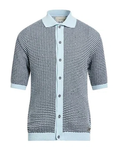 Bl.11  Block Eleven Bl.11 Block Eleven Man Cardigan Azure Size Xl Acrylic, Cotton In Blue