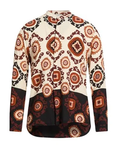 Bl.11  Block Eleven Bl.11 Block Eleven Man Shirt Beige Size M Viscose In Multi