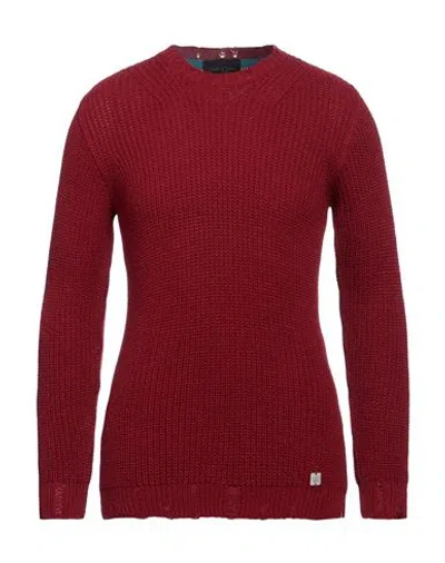 Bl.11  Block Eleven Bl.11 Block Eleven Man Sweater Burgundy Size Xxl Acrylic, Wool In Red