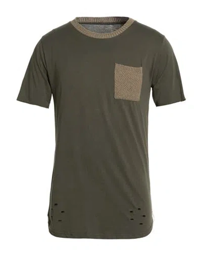 Bl.11  Block Eleven Bl.11 Block Eleven Man T-shirt Dark Green Size L Cotton In Gray