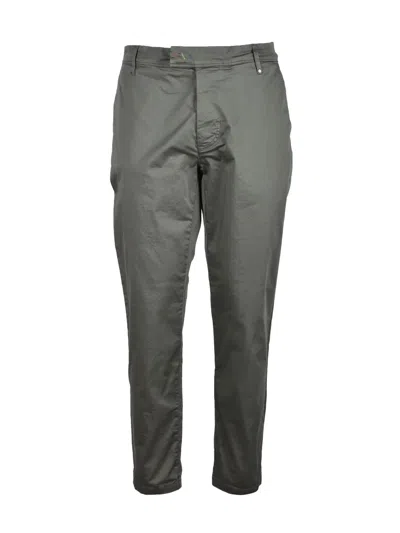 Bl.11  Block Eleven Stretch Cotton Green Trousers With Classic Design And Flexible Fit In Gray