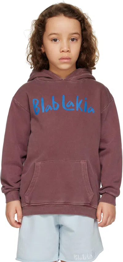 Blablakia Kids Burgundy Printed Hoodie In Bugundy