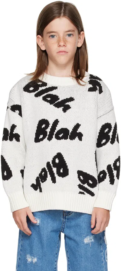 Blablakia Kids White & Black 'blah' Sweater In B/w
