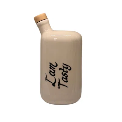 Black And Wild Black / White Artisan Crafted Ceramic I'm Tasty Bottle And Vase In Brown