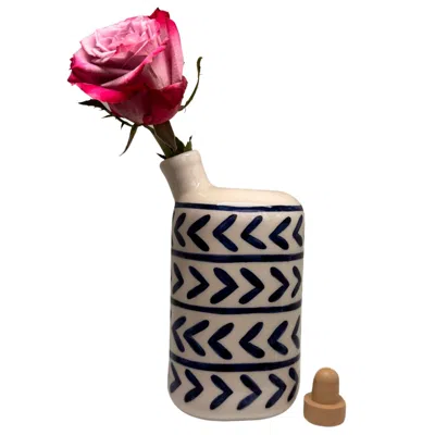 Black And Wild Blue / White Artisan Crafted Ceramic Awn Bottles And Vessels In Multi