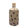 Black And Wild Blue / White Artisan Crafted Ceramic Navy Boomerang Bottle And Vase In Brown