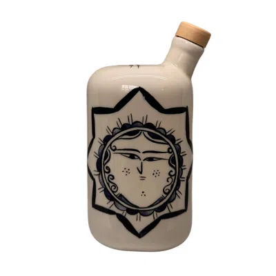 Black And Wild White / Black / Blue Artisan Crafted Ceramic Zeugma Bottle And Vessels In Brown