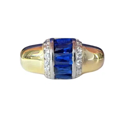 Black And Wild Women's Gold / Blue Sapphire Crystal Gold Plated Silver Ring In Multi