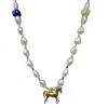 Black And Wild Women's Gold / White Serenity Stallion Pearls Necklace
