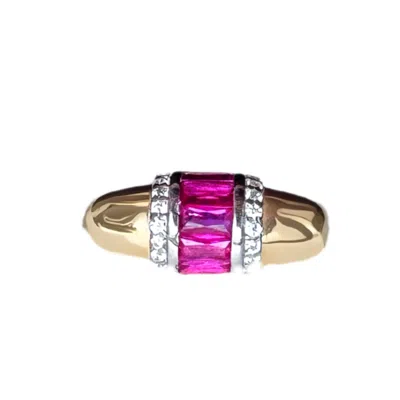 Black And Wild Women's Gold / Yellow Ruby Crystal Gold Plated Silver Ring