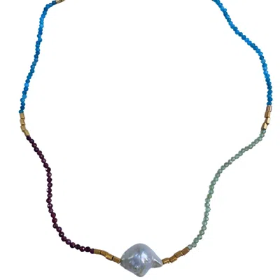 Black And Wild Women's Green / Blue / Red Lustre Stone Summer Necklace In Multi