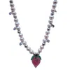 Black And Wild Women's Pink / Purple Strawberry Pearl Drop Necklace