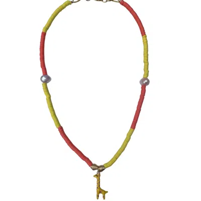 Black And Wild Women's Red / Yellow Golden Safari Charm Summer Necklace In Multi