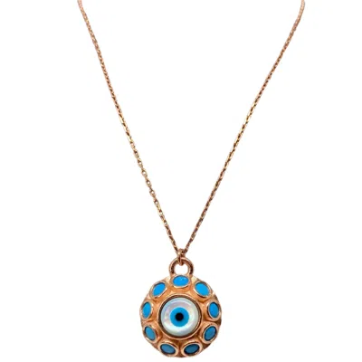 Black And Wild Women's Rose Gold Blue Eye Talisman Silver Necklace