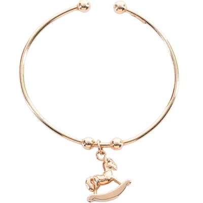 Black And Wild Women's Rose Gold Horse Rocker Pendant Silver Bangle