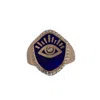 Black And Wild Women's Rose Gold Lucky Eye Navy Ring In Gold
