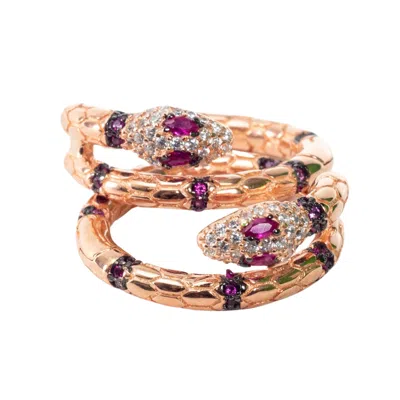 Black And Wild Women's Rose Gold Snake Purple Crystal Earring