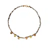 Black And Wild Women's Rutile Quartz & Labradorite Gemstone & Golden Plate Natural Stone Pendant Necklace