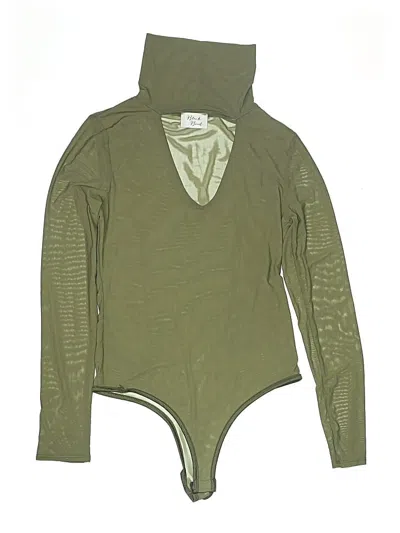 Pre-owned Black Bead Bodysuit In Green