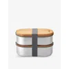 Black + Blum Silver Bento Stainless-steel Boxes 18.5cm In Silver
