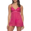 Black Bow Sarah Lace Babydoll Chemise In Pink